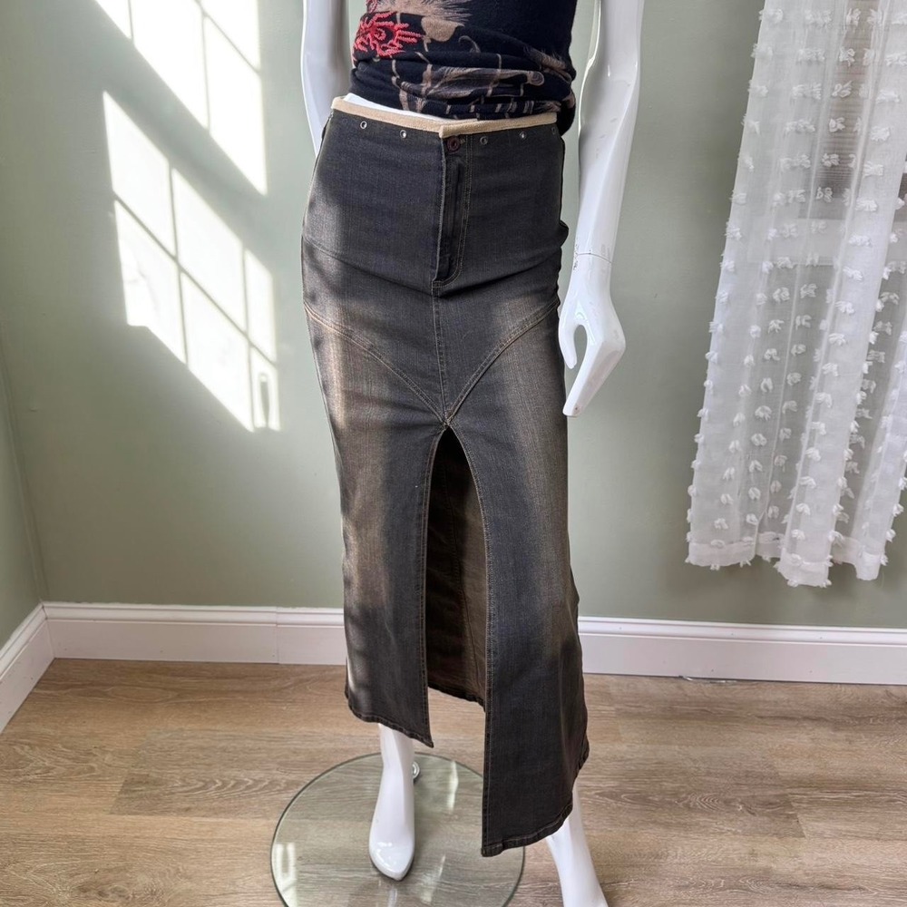 Y2K Hot‎ Kiss Denim Maxi Skirt Women's Size 1 – Low Rise Long Jean Skirt